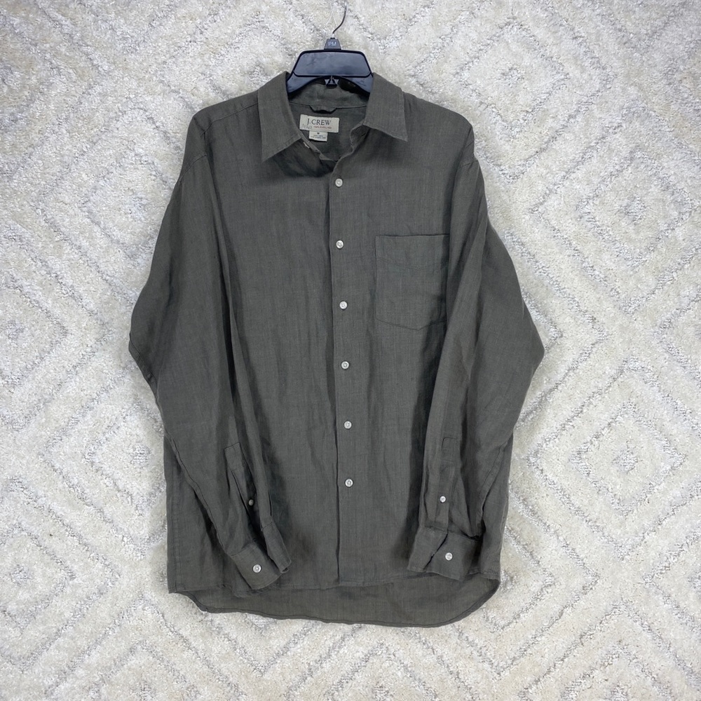 j crew long sleeve button up mens size medium green vintage